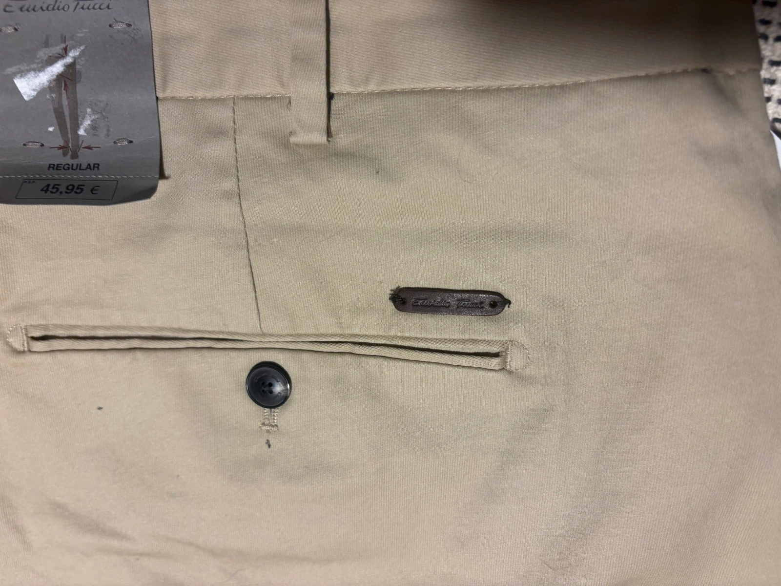 Pantalón chino beige Emidio Tucci El Corte Inglés t66 regular fit beige trousers chino – photo 9